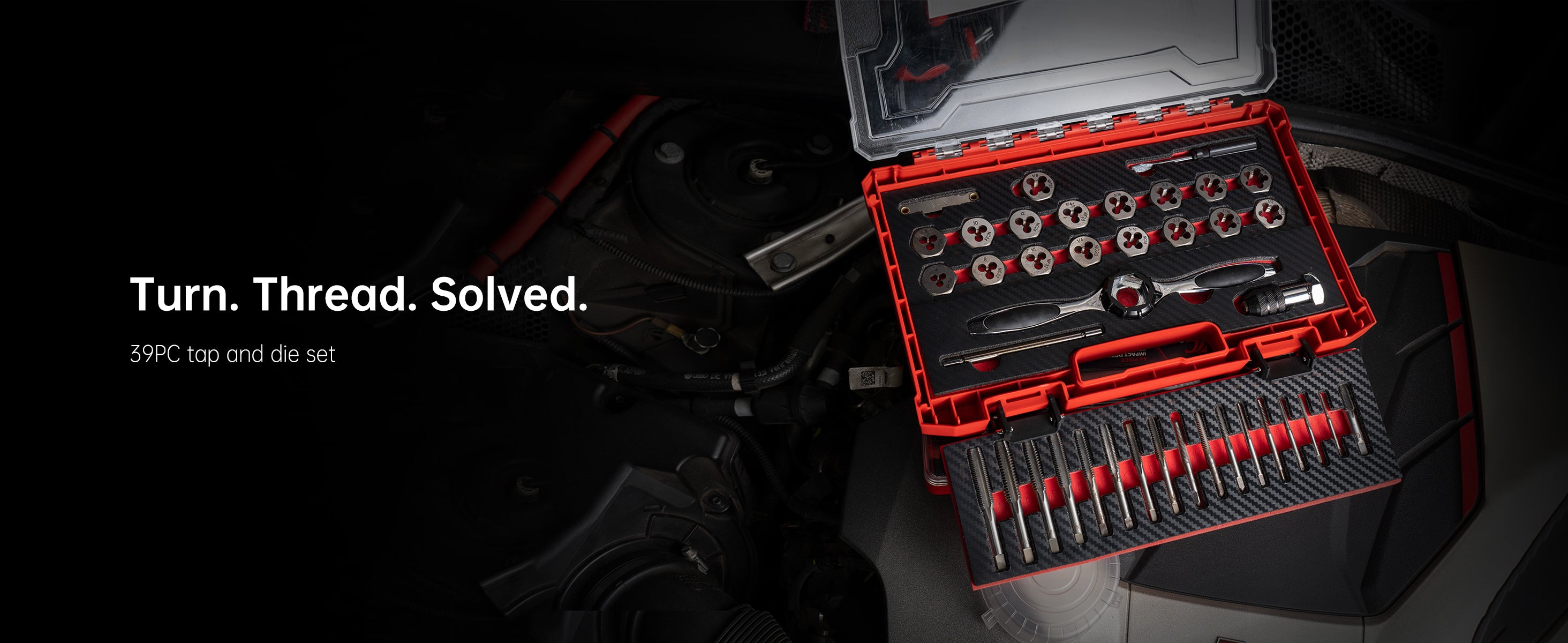 ROTATION 39-Piece Tap and Die Set, Metric/SAE, Professional Threading Tool Kit for Internal & External Threads with Double-Layer Storage Case - Detail Large 2