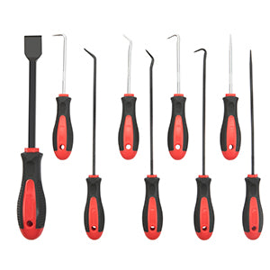 ROTATION Precision Hook and Pick Set with Scraper, 9 Piece Set, Chrome Vanadium Steel Shaft, for Remove Hoses and Gaskets, Auto and Electronics maintenance tools - Detail 1