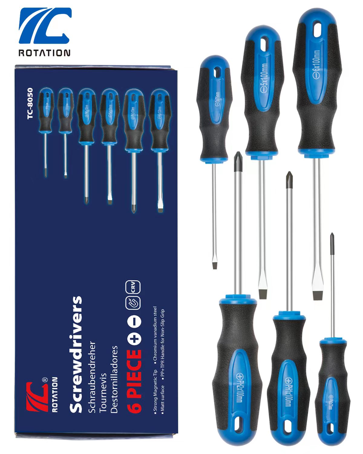 Rapid Rotation Screwdriver ROTATION 6PCS Magnetic Tip Screwdriver Set, 3 Phillips and 3 Flat, Pro ...