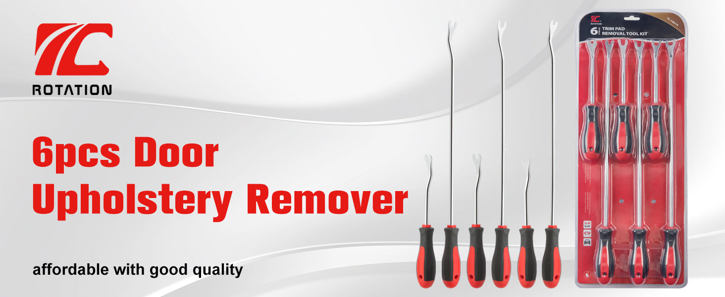 ROTATION 6-Piece Heavy Duty Car Vehicle Trim Clip Removal Set Door Upholstery Remover Chrome Car Door Panel - Detail Large 1