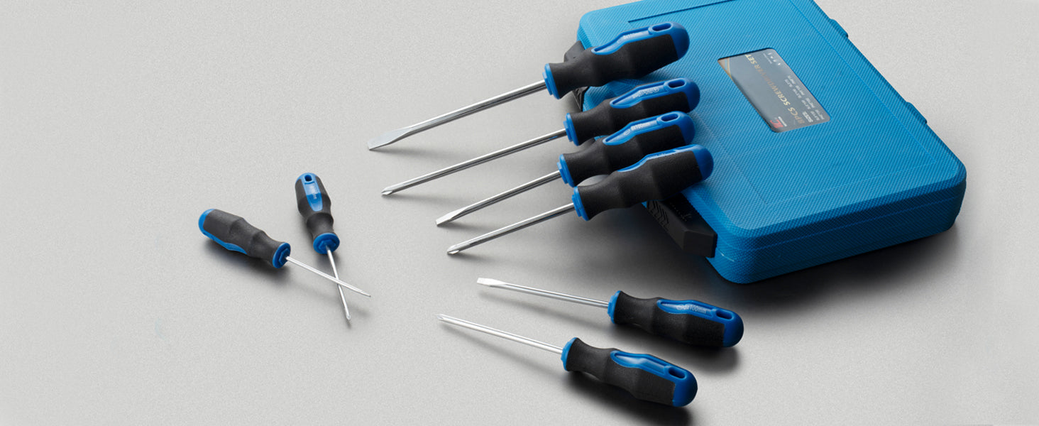 ROTATION 8-Piece Magnetic Screwdrivers Set with Nichrome tip, 4 Phillips and 4 Slotted Tips, Professional Cushion Grip Screwdriver Set with High Torque (8pc Silver Tip Gloss) - Detail Large 2