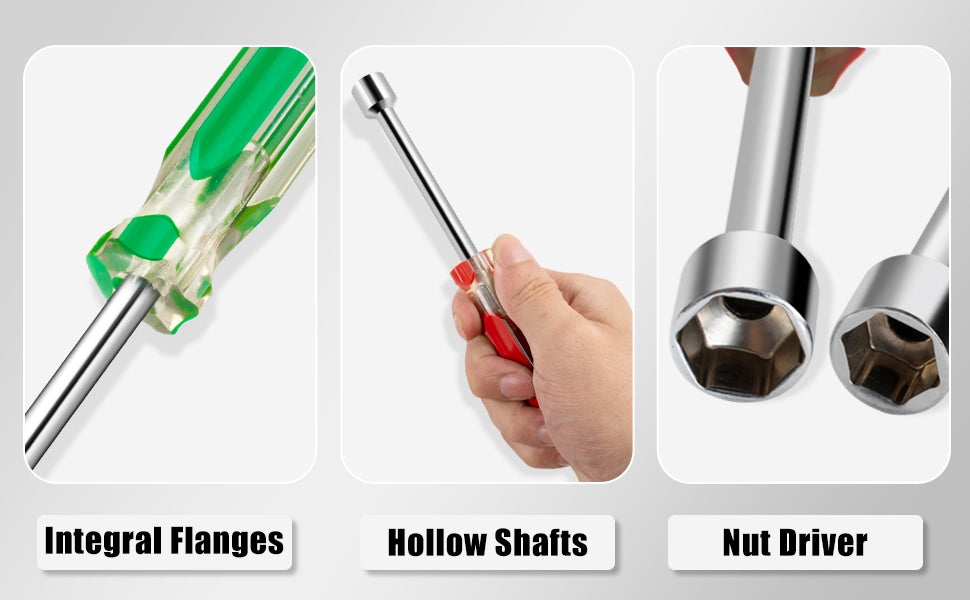 ROTATION 7PC Nut Driver Set - Drivers for Bolts Nuts Fasteners, Color-Coded Non-Slip PVC Grips - Detail Large 2