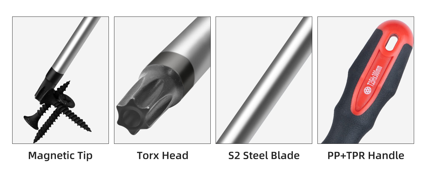 ROTATION Extra Long Torx Screwdrivers, 12 inch (300mm) Magnetic Star Screwdriver, Tamper Proof, Long Star Screwdriver - Detail Large 2