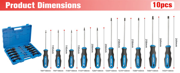 ROTATION Torx Screwdrivers Set 10-Piece, Magnetic Black Finished Tip with Center Hole, Professional Cushion Grip Screwdriver Set with High Torque - Detail 2