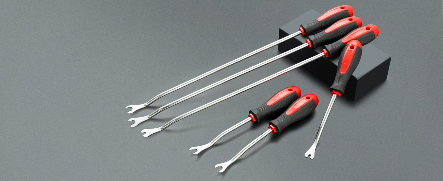 ROTATION 6-Piece Heavy Duty Car Vehicle Trim Clip Removal Set Door Upholstery Remover Chrome Car Door Panel - Detail Large 5