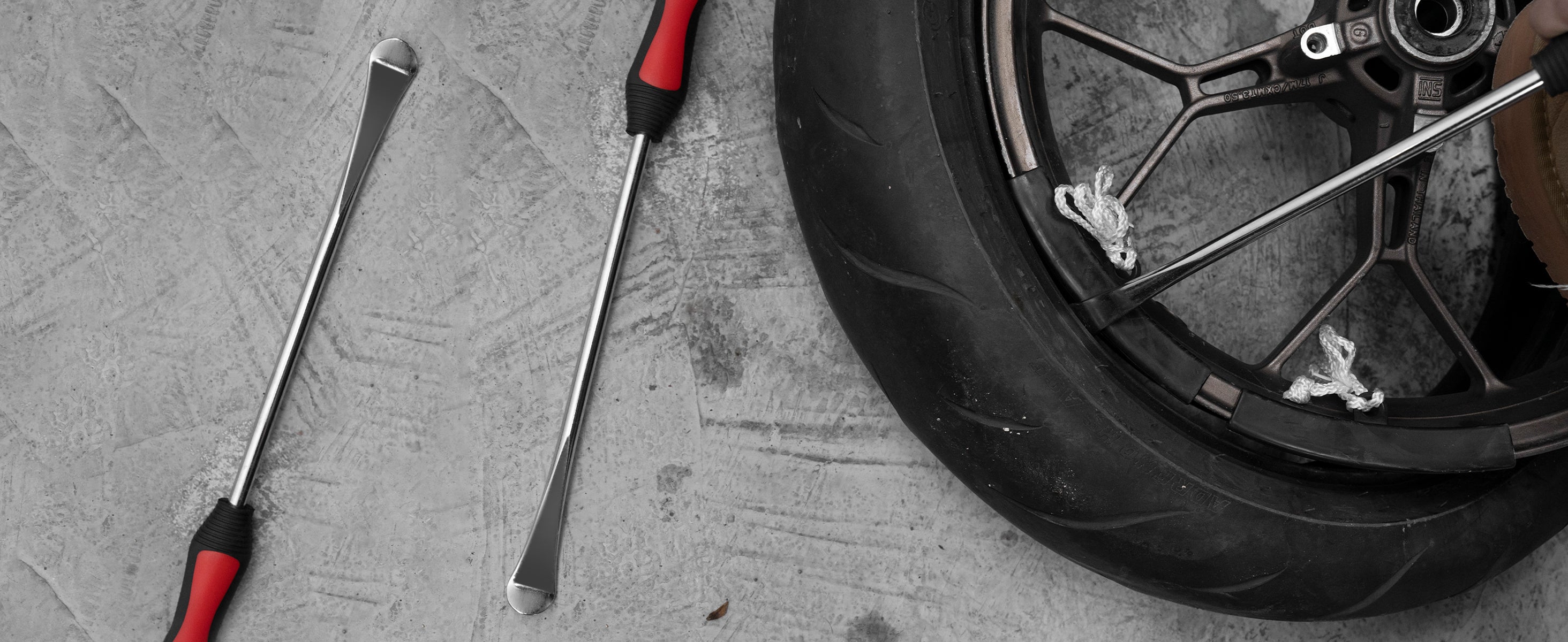 ROTATION 11.5 inch Steel Tire Spoon Lever Iron Tool Kit, Professional Tire Changing Tool for Motorcycle, Dirt Bike, Lawn Mower, 3 pcs Tire Spoons, 2 Rim Protector | 5-Piece Set - Detail Large 7