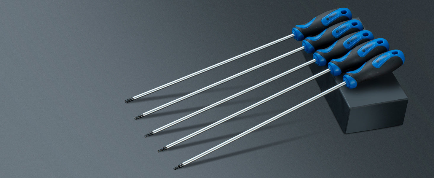 ROTATION Extra Long Torx Screwdrivers Set (5pc Set), S2 Steel, blade length 12-inch T15-T30, plus Long star Screwdrivers, 5-Piece Set - Detail Large 2