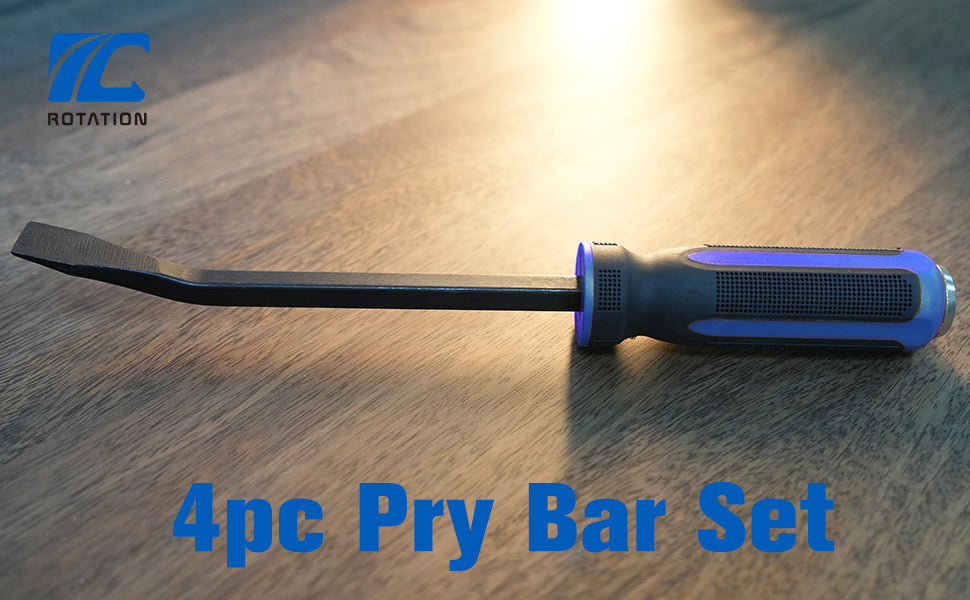 ROTATION 4-Piece Heavy Duty Pry Bar Set with Thicker Hammer Strike Cap and Angled Tip – Ideal for Automotive Repair, Demolition, Nail Pulling - Detail Large 1