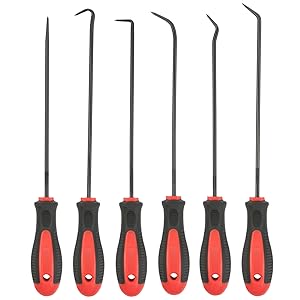 ROTATION Extra Long Precision Hook and Pick Set, 6-Piece Set, Chrome Vanadium Steel Shaft, for Remove Hoses and Gaskets, Auto and Electronics Maintenance Tools - Detail 1
